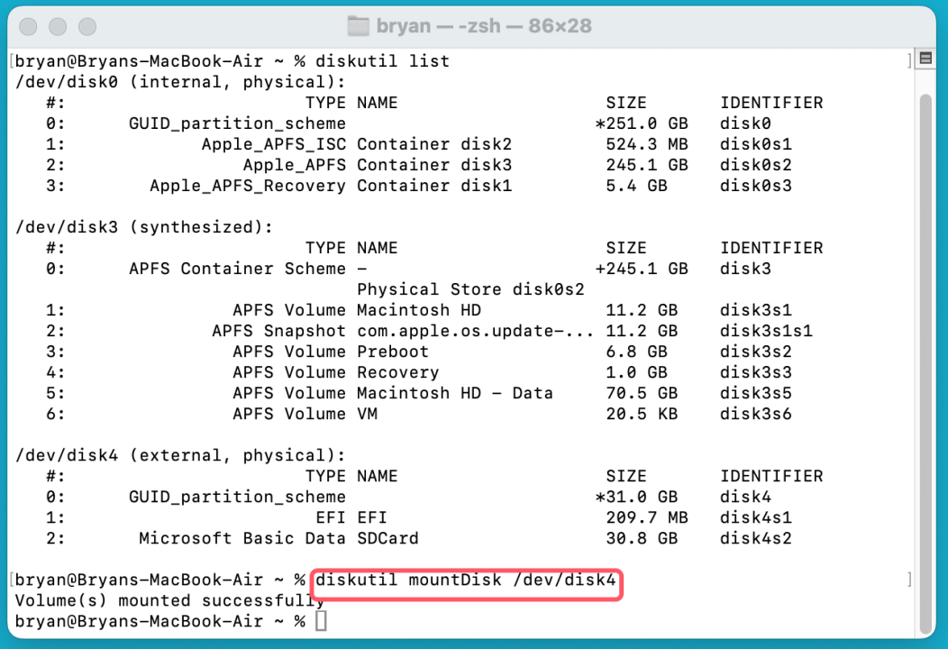 Mac refuses to recognize the connected SD card