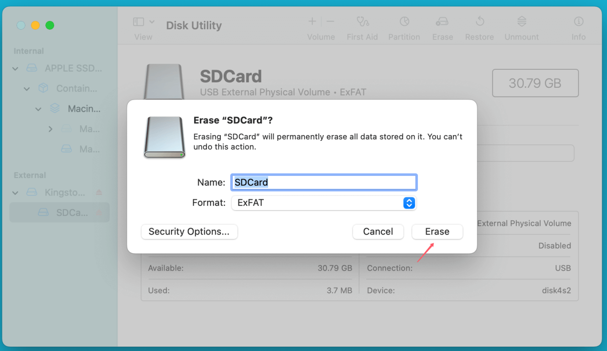 Mac refuses to recognize the connected SD card