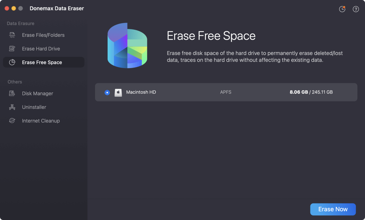 Select the Mac drive and click Erase Now button