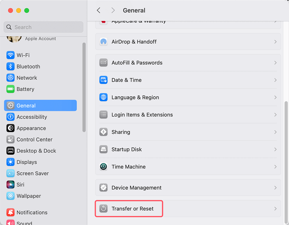 Go to General > Transfer and Reset