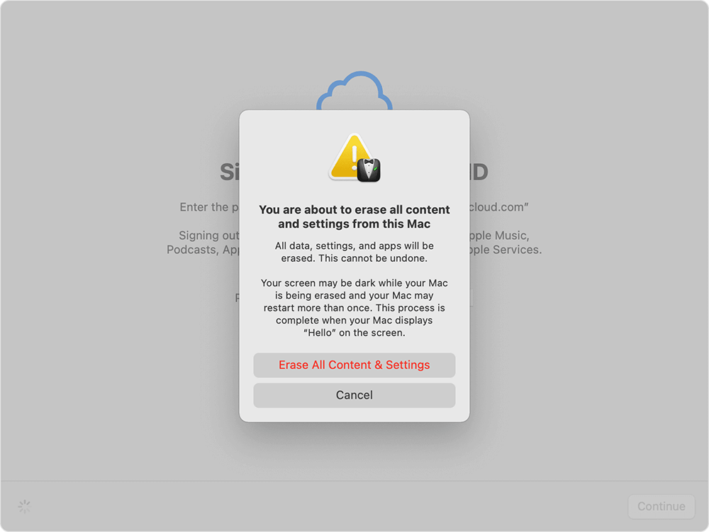 erase everything from the M4 Mac