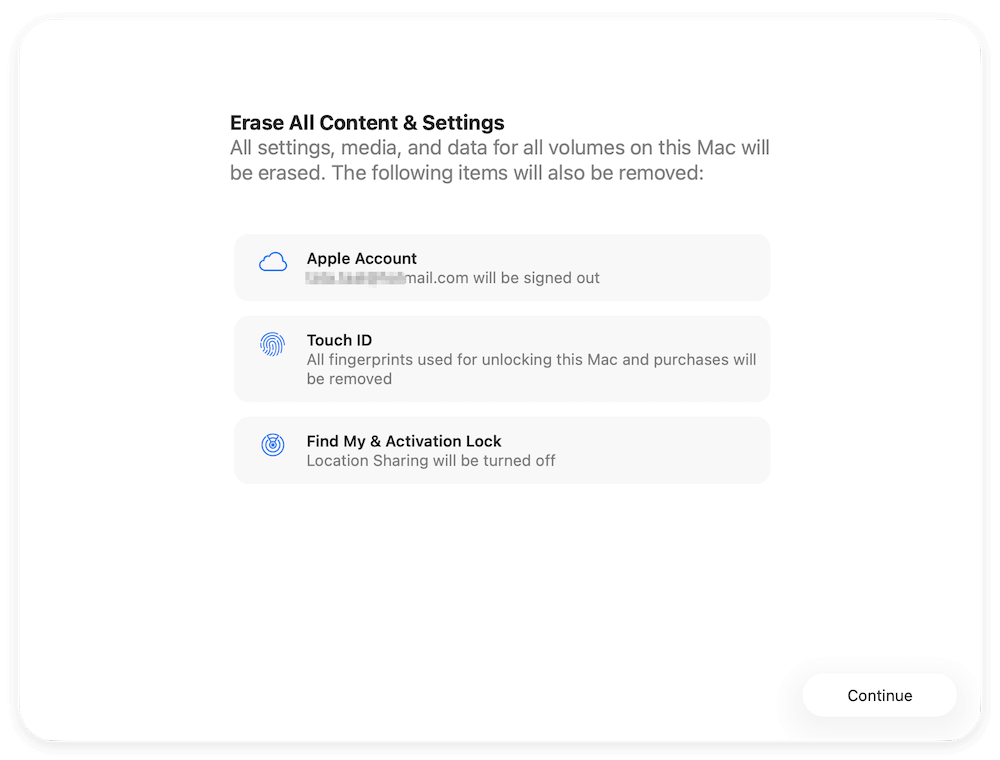 factory reset M5-chip Mac