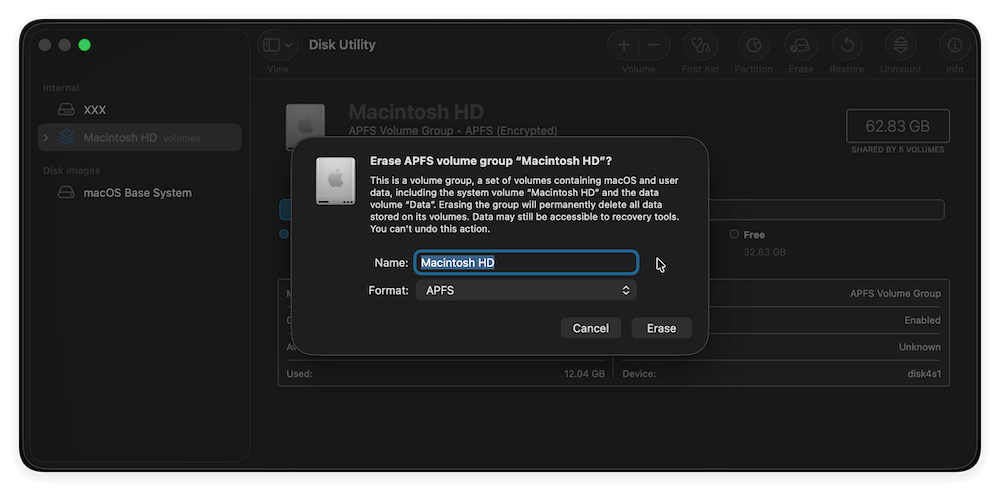 factory reset M5-chip Mac