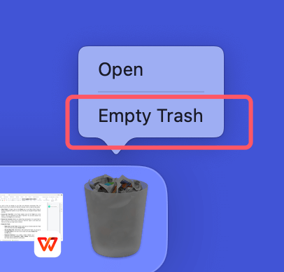 Right-click on the Trash