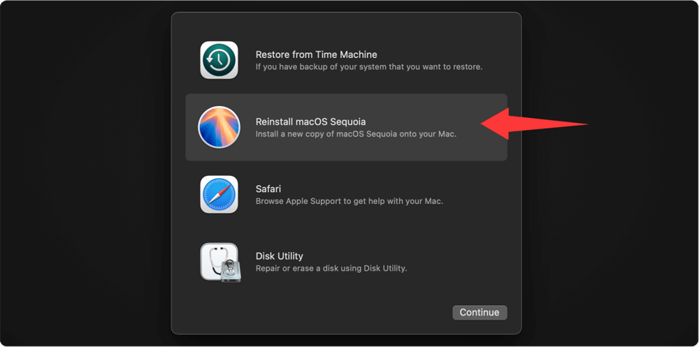 Click Reinstall macOS Sequoia