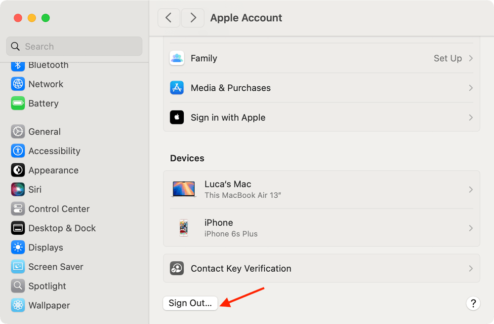 Scroll down and click Sign Out
