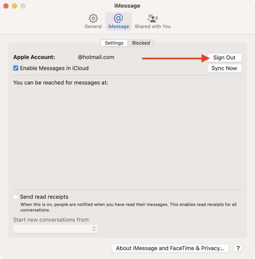 Sign Out of Messages