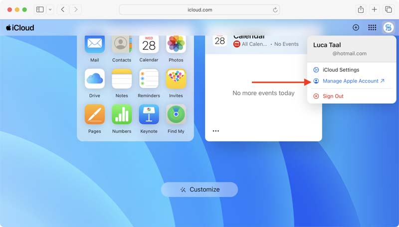 select Manage Apple Account