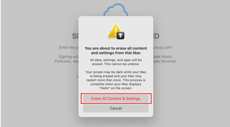 wipe everything from a MacBook Air with Apple silicon