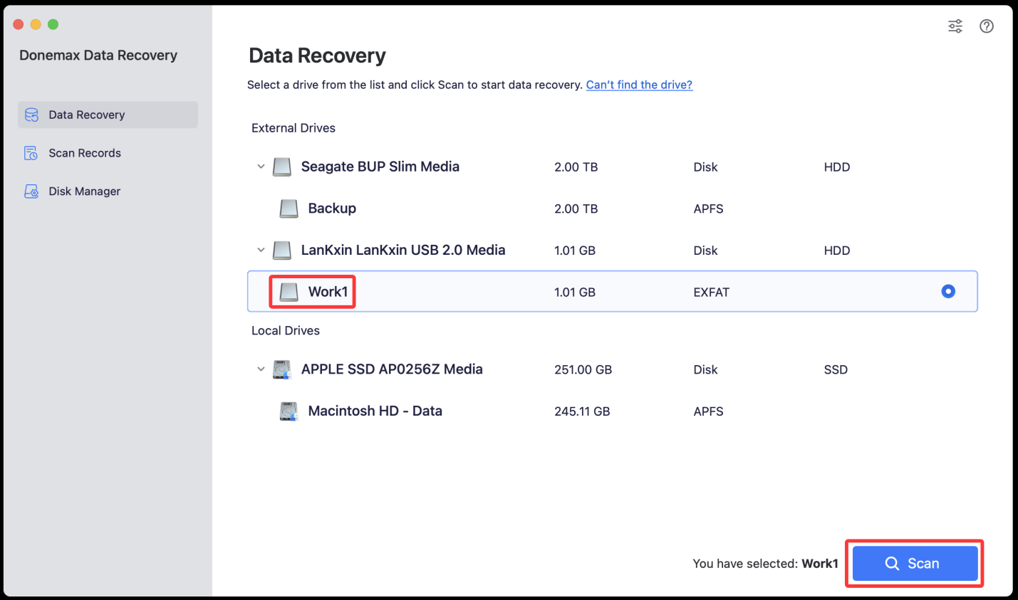 Choose the drive where you delete or lose the TXT files