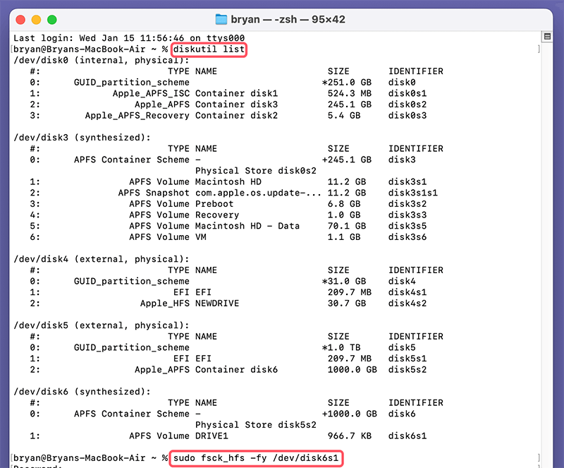 Using Terminal for Recovery