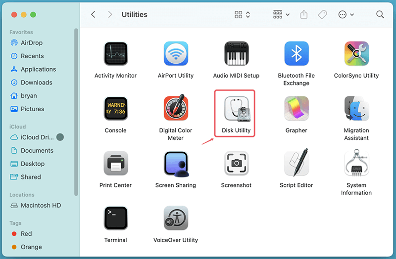 Open Disk Utility