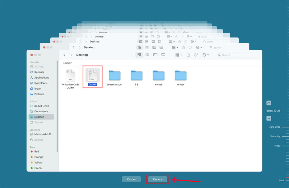 Restore Lost TXT Files from Time Machine Backup