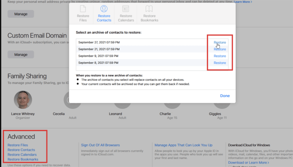 Recover via iCloud Drive or Cloud Services
