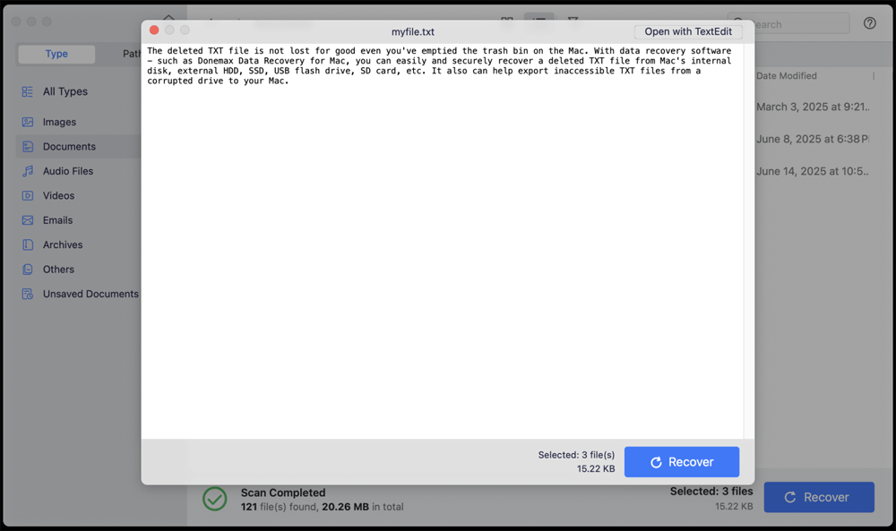 Preview the TXT file