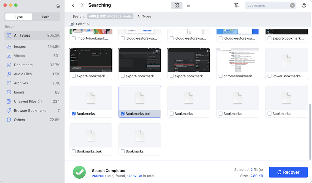 recover Chrome bookmarks on Mac
