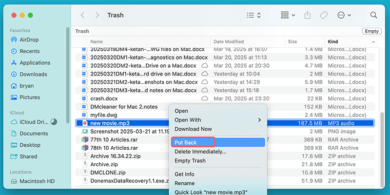 Steps to Recover Audio Files from the Trash