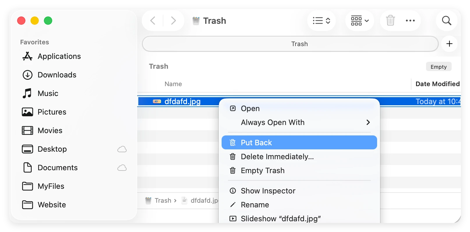 recover empty trash MacBook Neo
