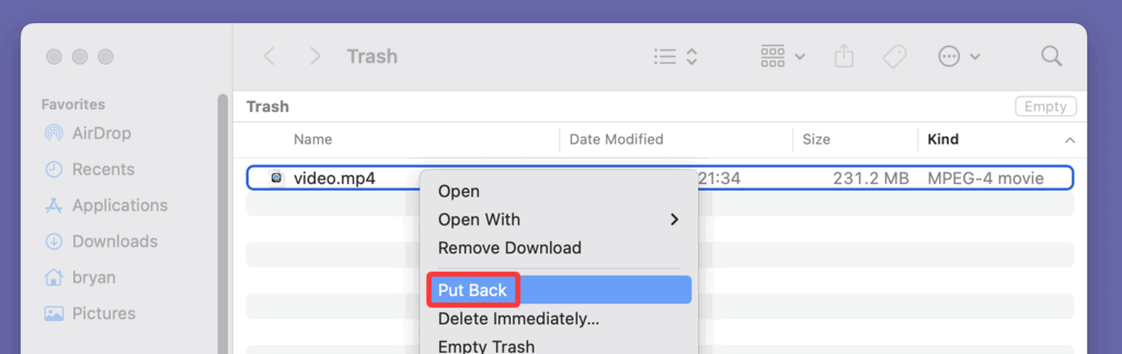 Recover GoPro Files from Trash
