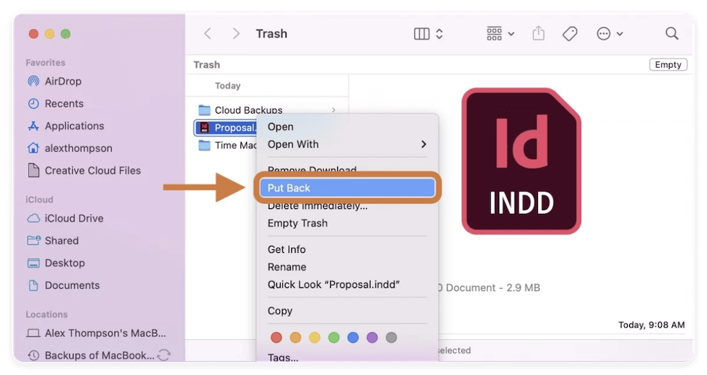 recover unsaved/deleted/lost InDesign files on Mac