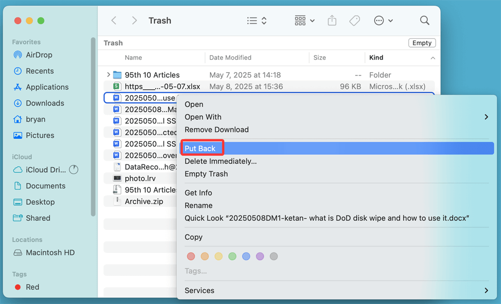 Recover Deleted Files from M2 Mac's Trash Bin