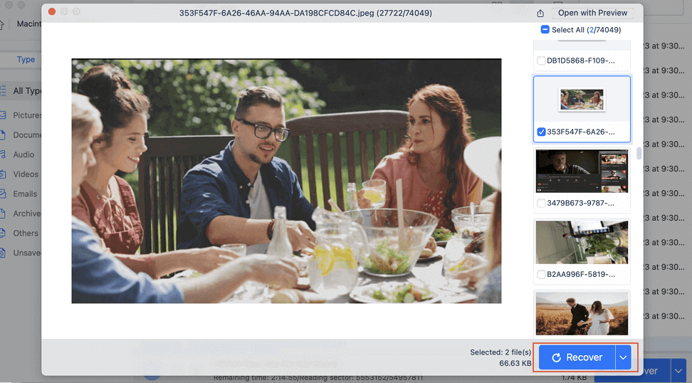 Recover deleted files or data