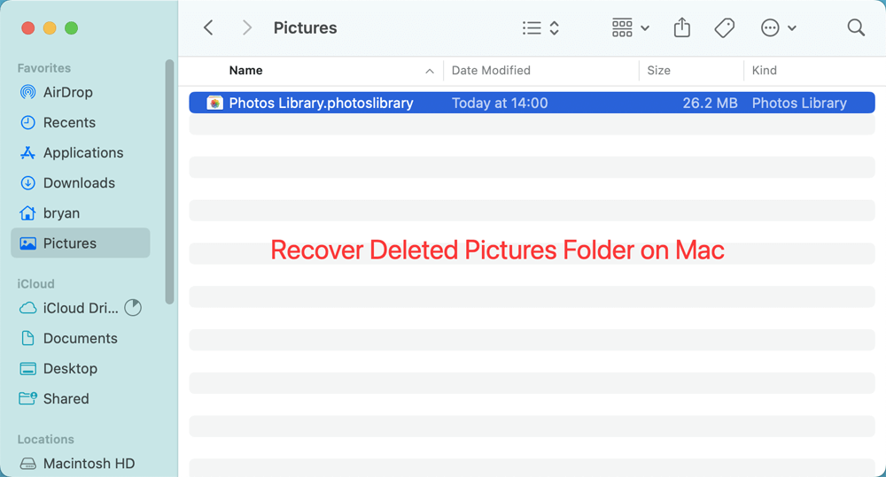 recover Pictures folder on Mac