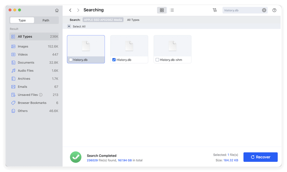 recover deleted Safari histories on Mac