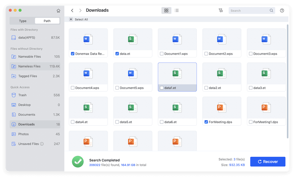 recover lost WPS Office documents on Mac
