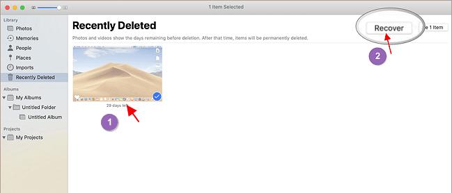 Restore deleted photos from Photos App on Mac
