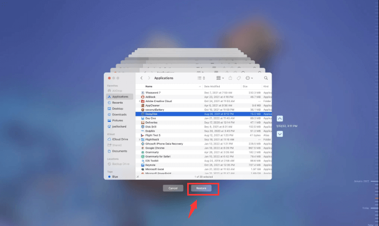 Use Time Machine to Recover Deleted Images