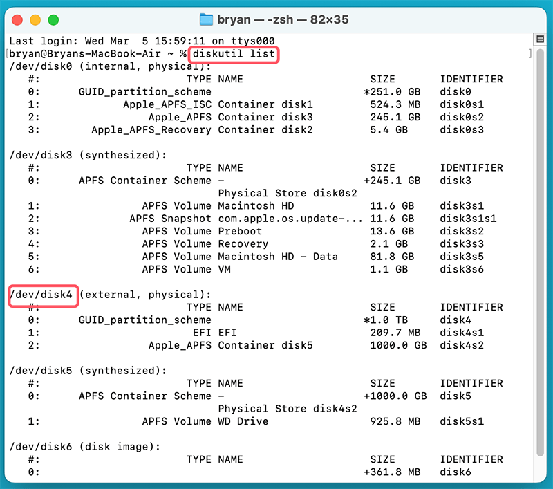 list all connected drives