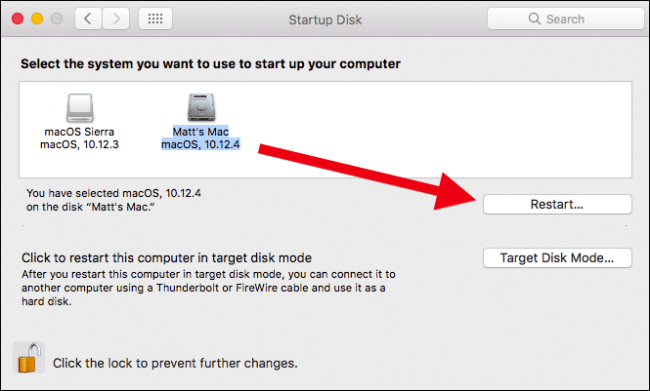 change startup disk on macOS Sierra