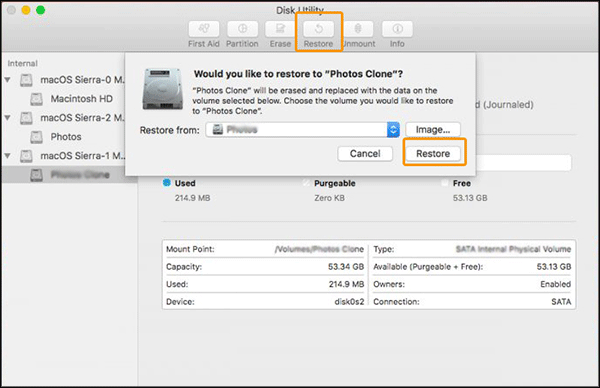 clone hard drive on macOS Sierra