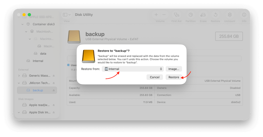 clone HFS/HFS+ hard drive on Mac