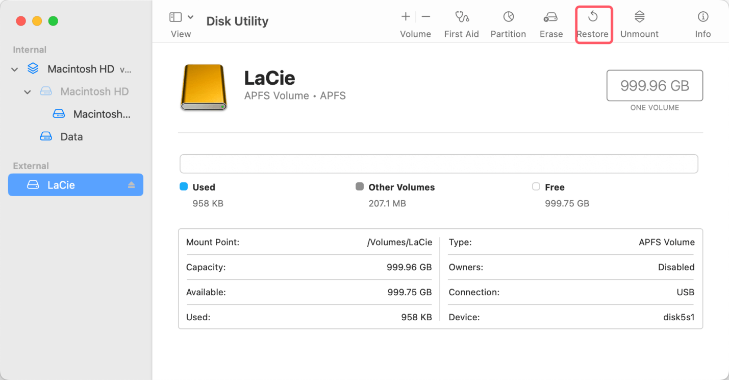 Restore from Mac Hard Drive