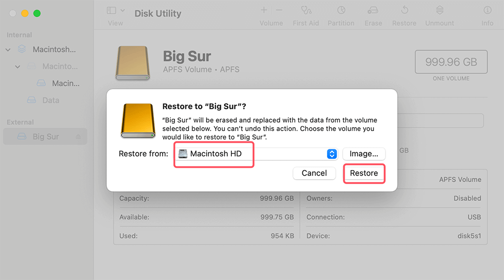 clone hard drive on macOS Big Sur