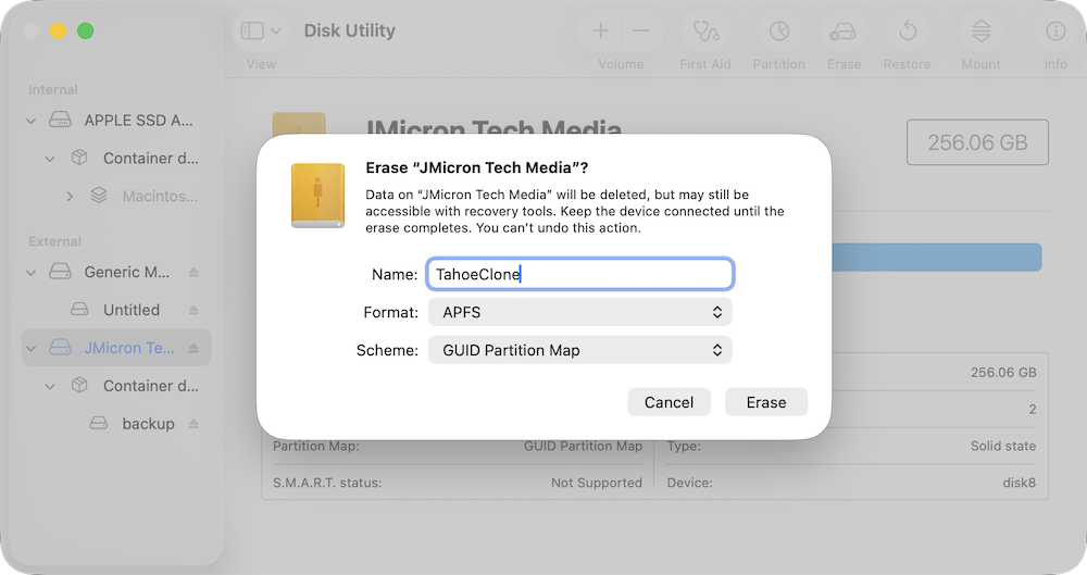 create bootable clone for macOS Tahoe