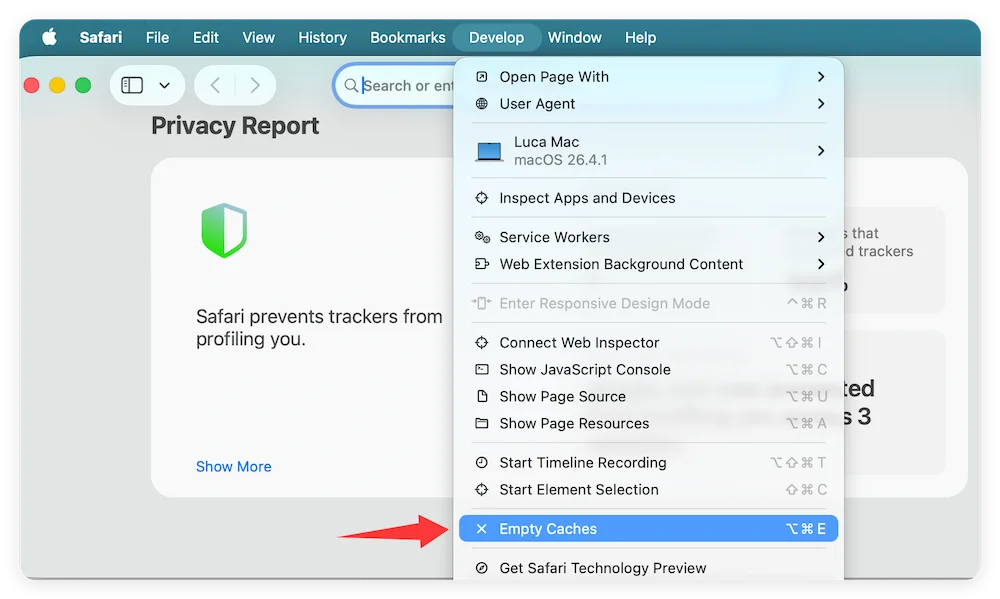 clear browser cache on Mac