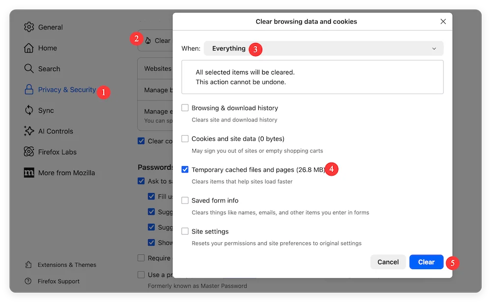 clear browser cache on Mac