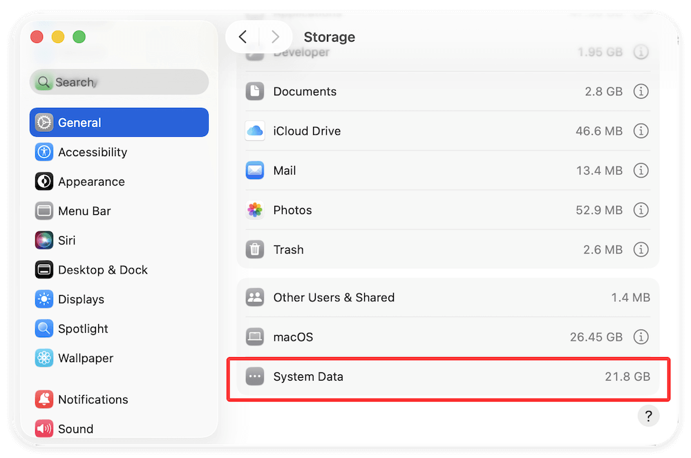 clear system data on macOS Tahoe 26