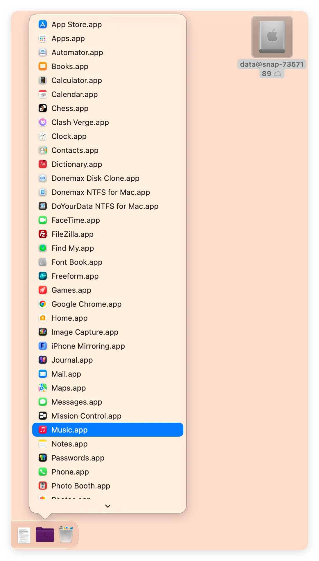 macOS Golden Gate start menu