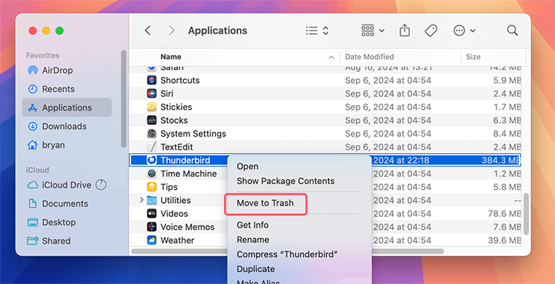 Drag the App to the Trash