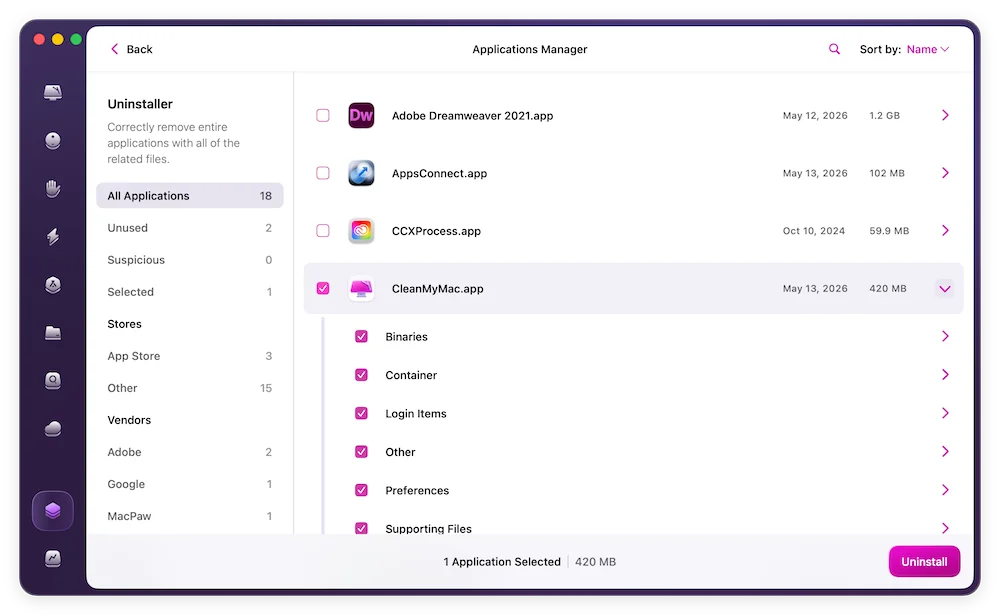 uninstall CleanMyMac in itself