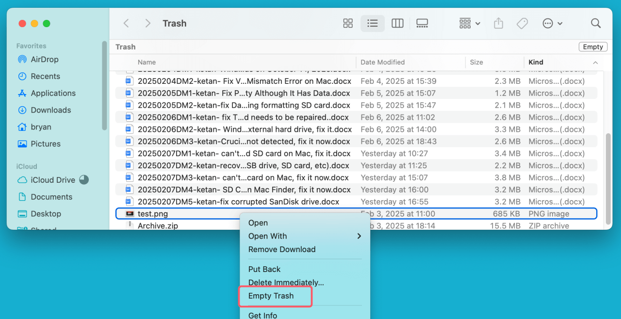 Mac says an SD card is full but you can't see any files