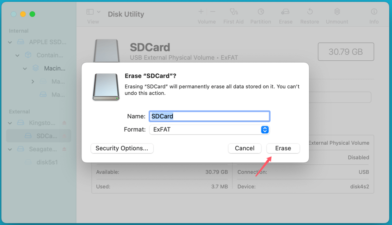 Mac says an SD card is full but you can't see any files