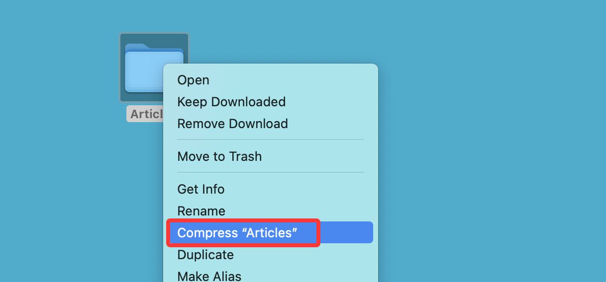 Compress to ZIP with The Unarchiver