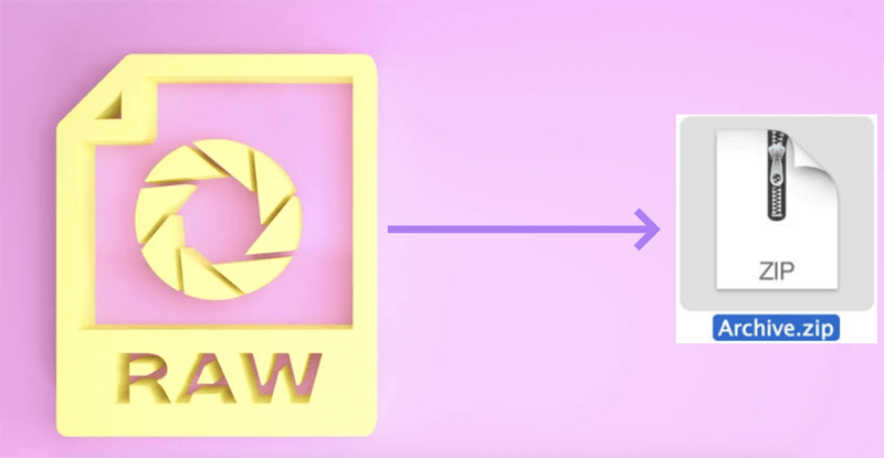 convert RAW to zip on Mac