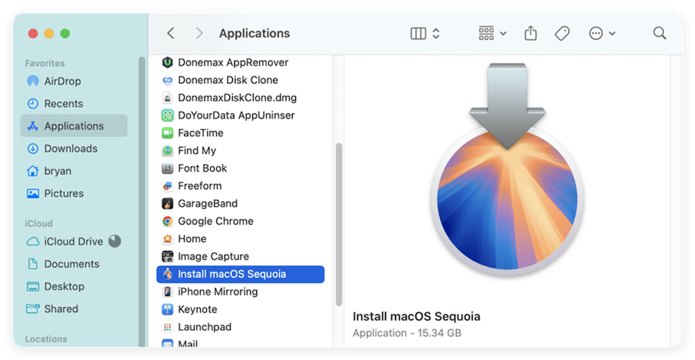 download macOS Sequoia installer file
