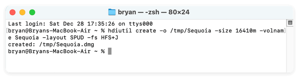 create empoty disk image on Mac